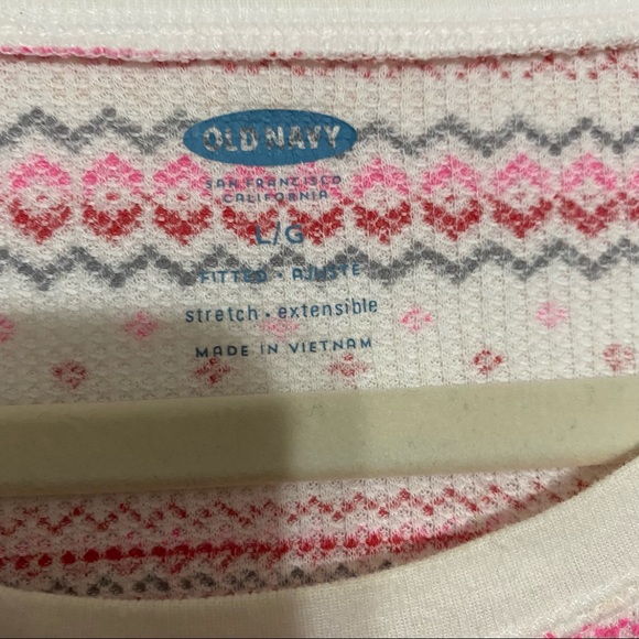 Old Navy Pink Fair Isle Snowflake Thermal Shirt - Picture 3 of 6